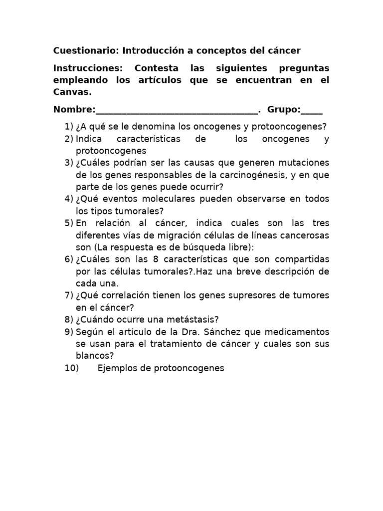 Cuestionario+de+C%C3%A1ncer | PDF