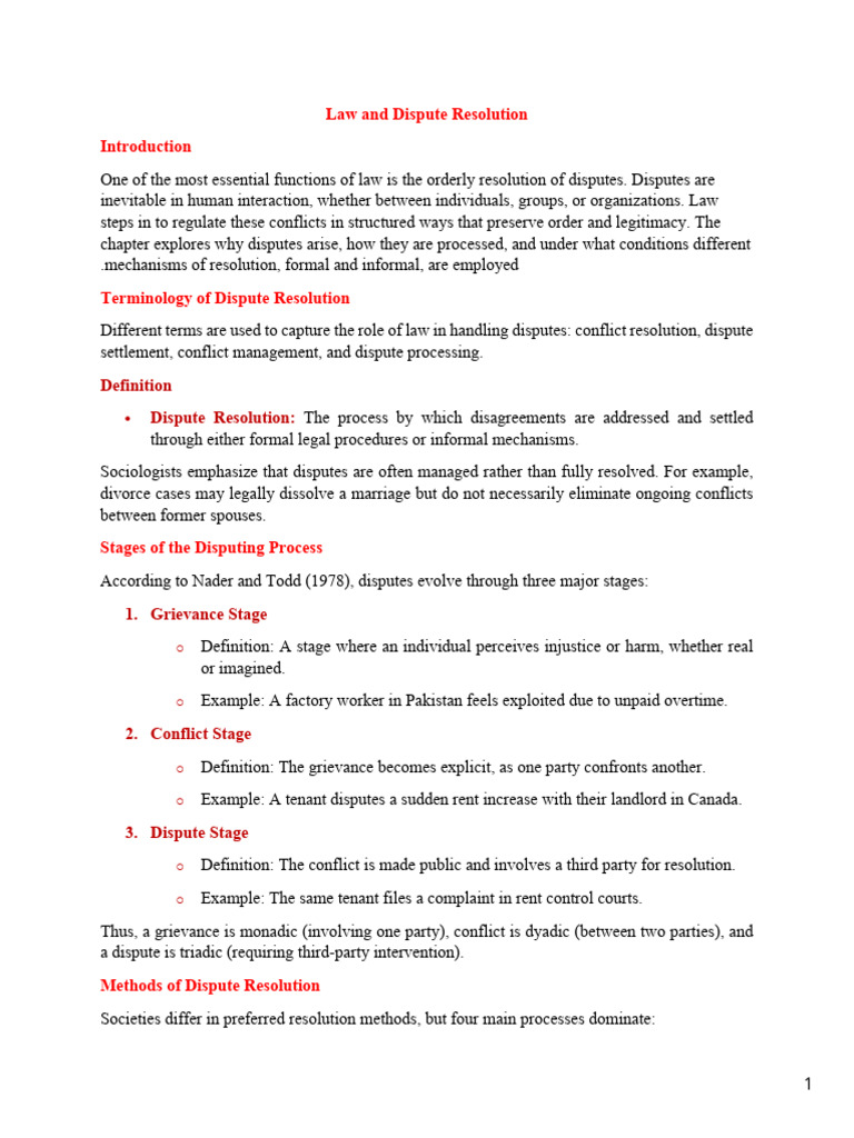 Dispute Resolution: Law and Methods | PDF | Mediation | Arbitration