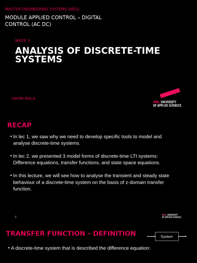 Lec 3 - Frequency Analysis of Discrete Systems | PDF | Laplace ...