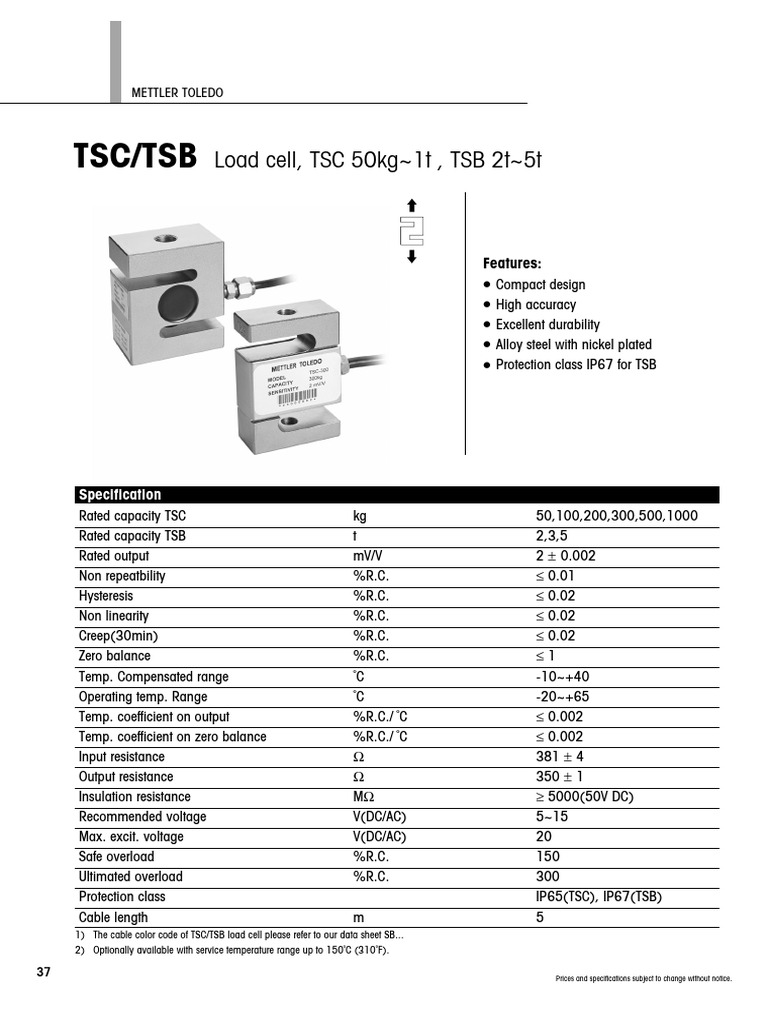 METTLER TOLEDO Load Cell Specifications | PDF | Computer Engineering ...
