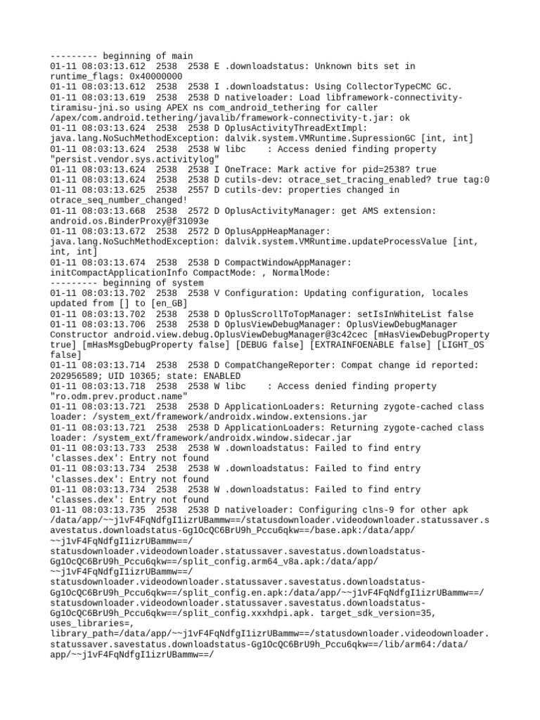 SS_logcat_1_11_08_03_14 | PDF | Android (Operating System) | Software
