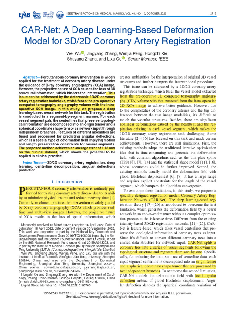 CAR-Net_ a Deep Learning-Based Deformation Model for 3D_2D Coronary ...