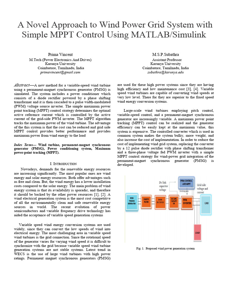 Wind Power Grid System with MPPT Control | PDF | Power Inverter | Rectifier