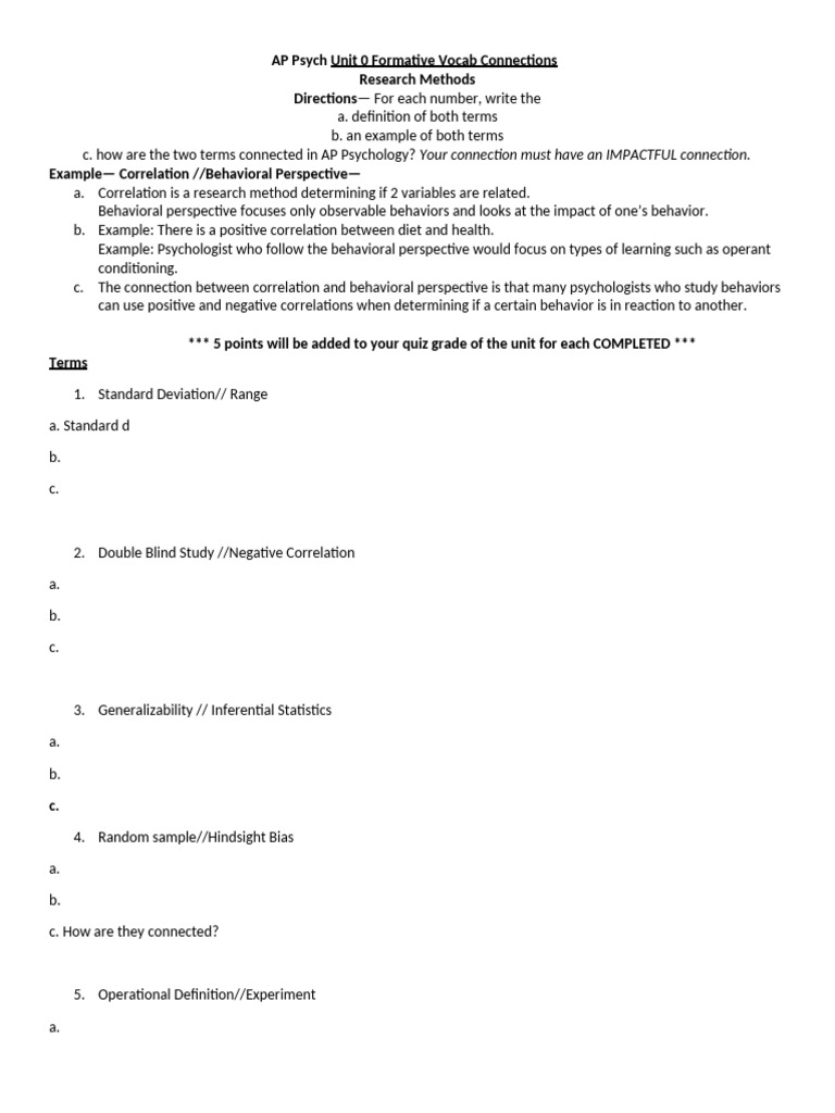 AP Psychology Research Methods Vocabulary | PDF