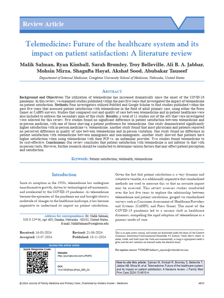 Telemedicine Future of the Healthcare System and Its | PDF | Social ...