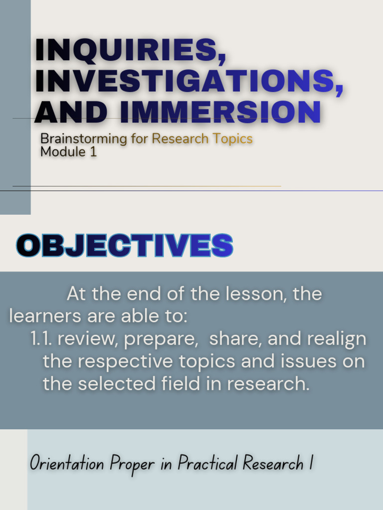 Research Topic Brainstorming Guide | PDF | Inquiry | Literature Review