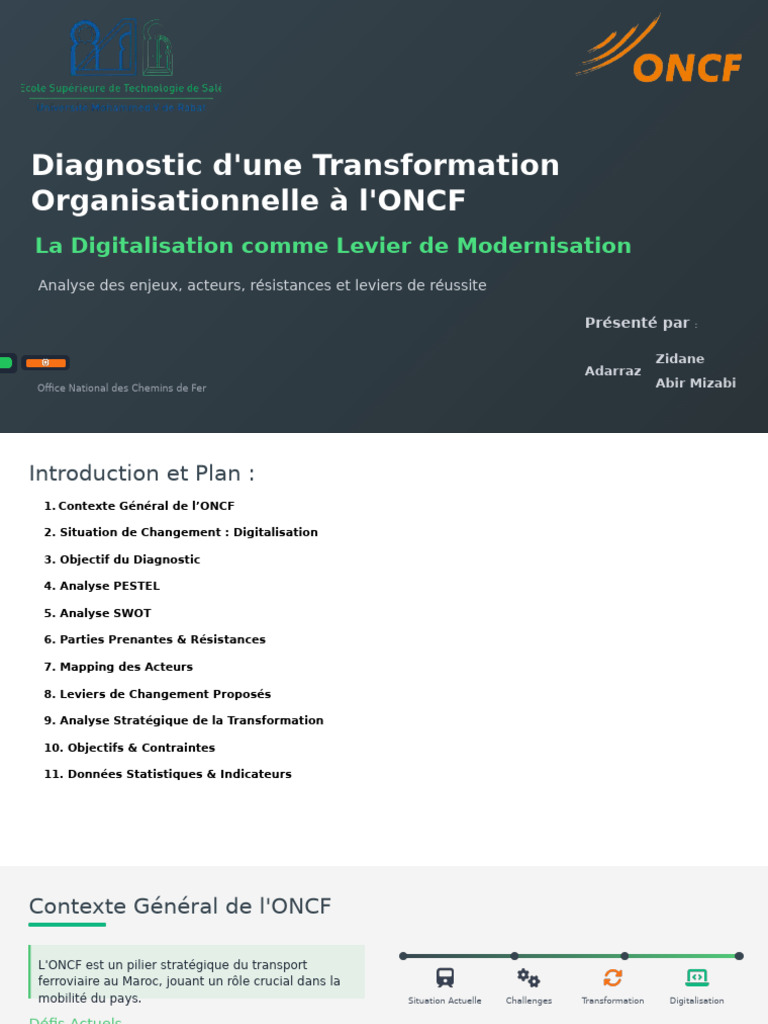 Diagnostic de la Digitalisation à l'ONCF | PDF | Intelligence ...