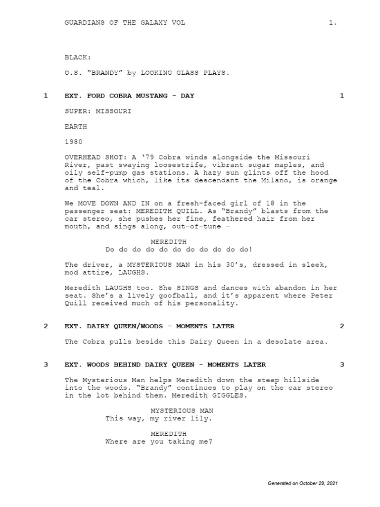 Guardians of the Galaxy Script Excerpt | PDF
