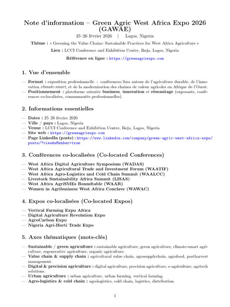 Green Agric West Africa Expo 2026 | PDF | Agriculture | Sustainable ...