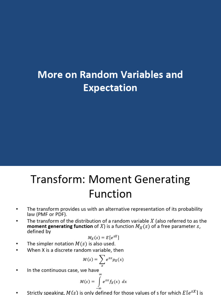 Moment Generating Functions Explained | PDF | Probability Density ...