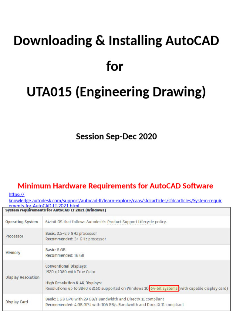 AutoCAD Installation Guide for UTA015 | PDF