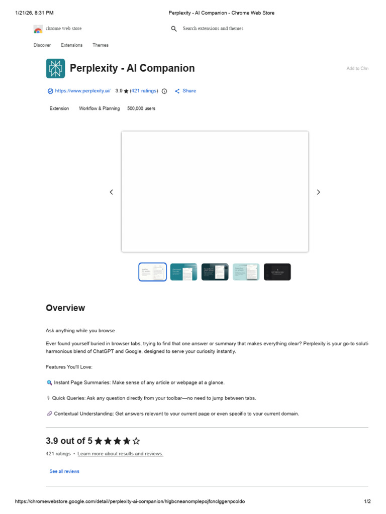 Perplexity AI Companion Extension | PDF | Computing | Information Science