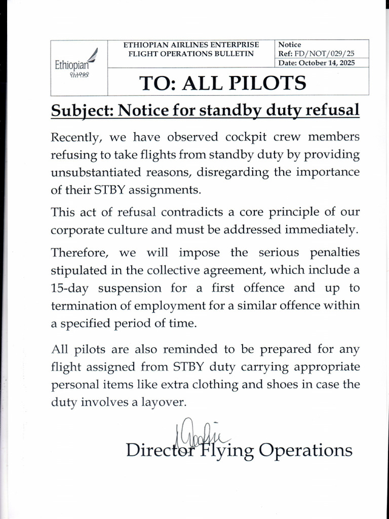 Notice For Standby Duty Refusal | PDF