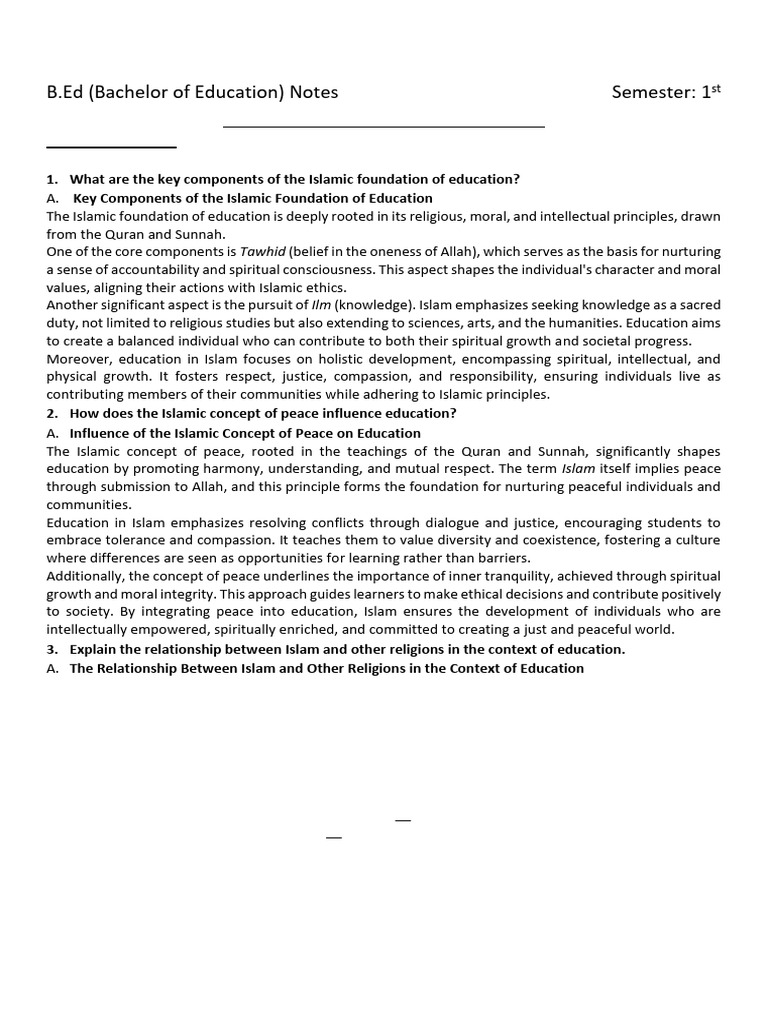 B.Ed Foundations of Education Notes | PDF | Learning | Educational ...
