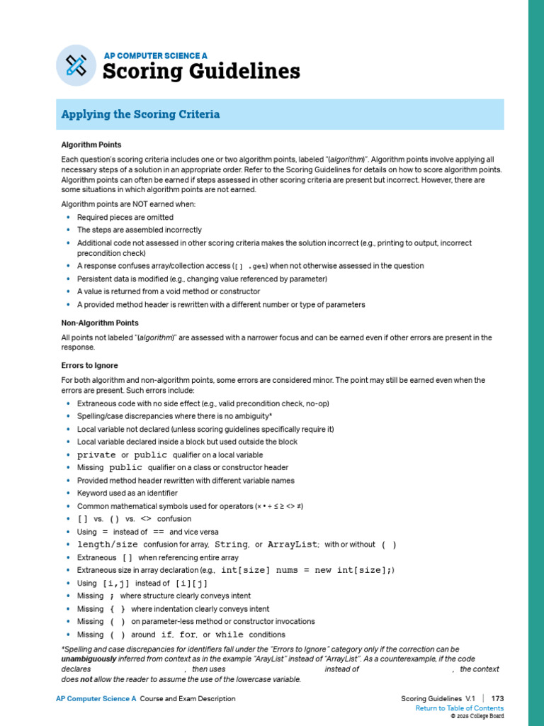 AP Computer Science A Scoring Guidelines | PDF | Variable (Computer ...