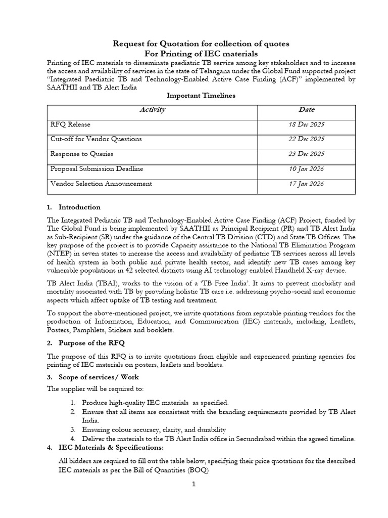 RFQ for IEC Material Printing Revised 31225 | PDF | Specification ...