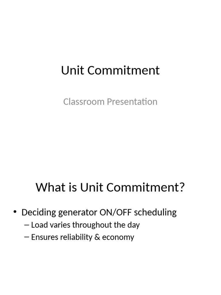 Unit Commitment Enhanced PPT | PDF