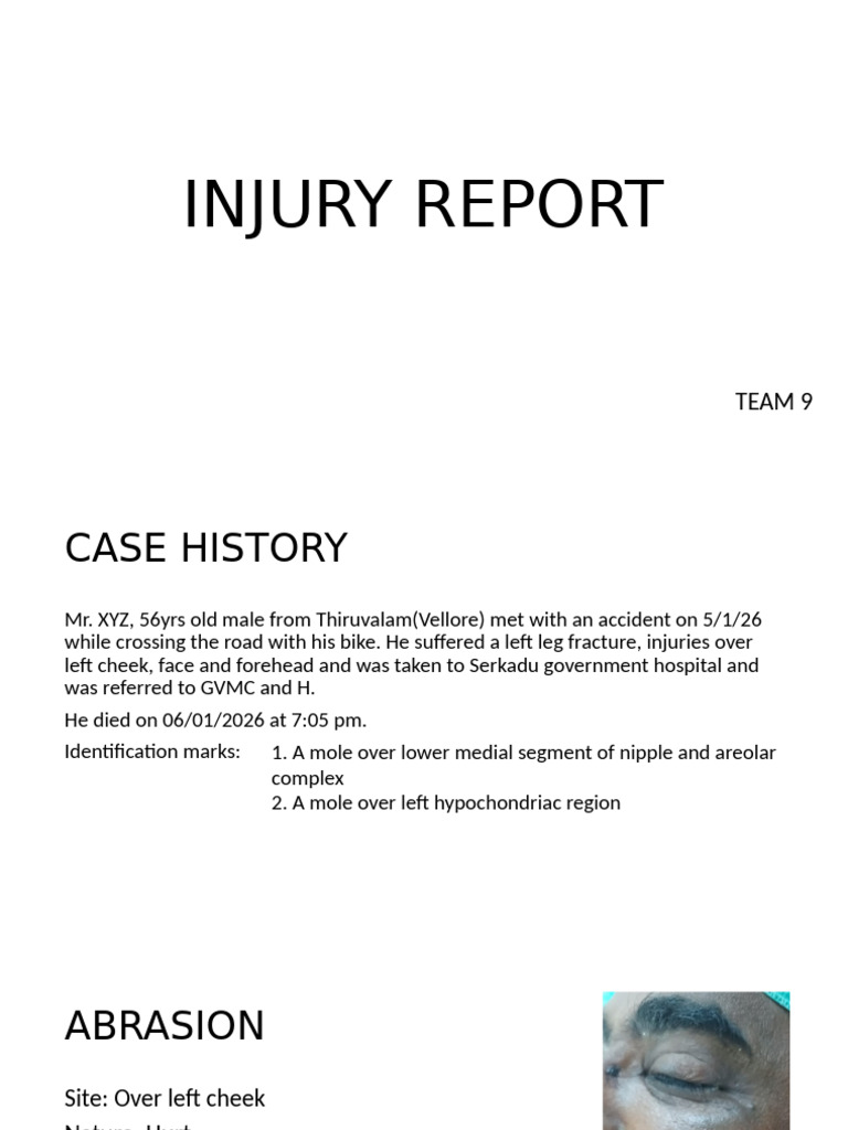 Injury Report: Accident Case of Mr. XYZ | PDF | Musculoskeletal System