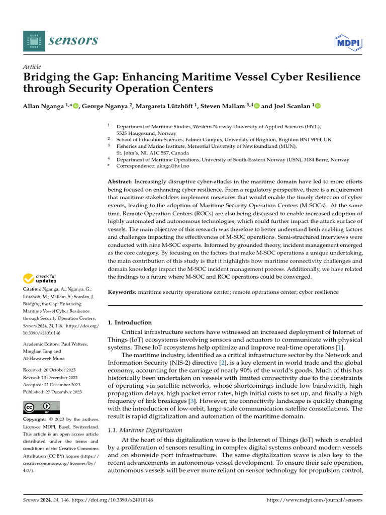 Maritime Cyber Resilience via M-SOCs | PDF | Computer Security | Security