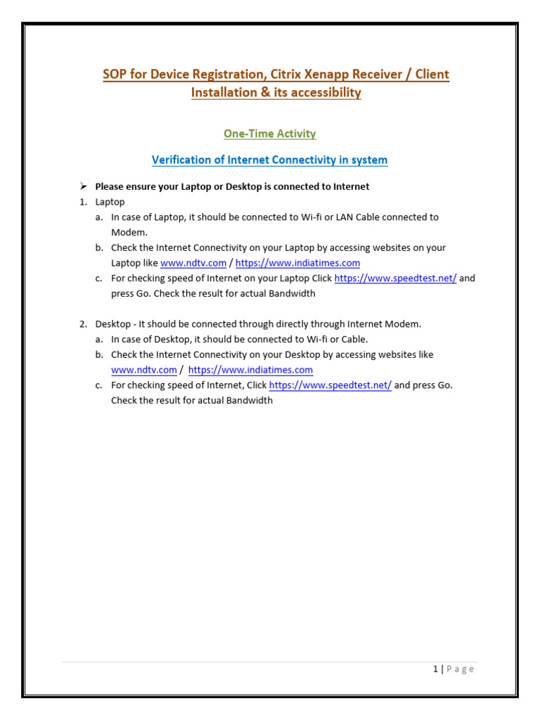 SOP for Installation and Accessibility of TSL Citrix Xenapp Landscape ...