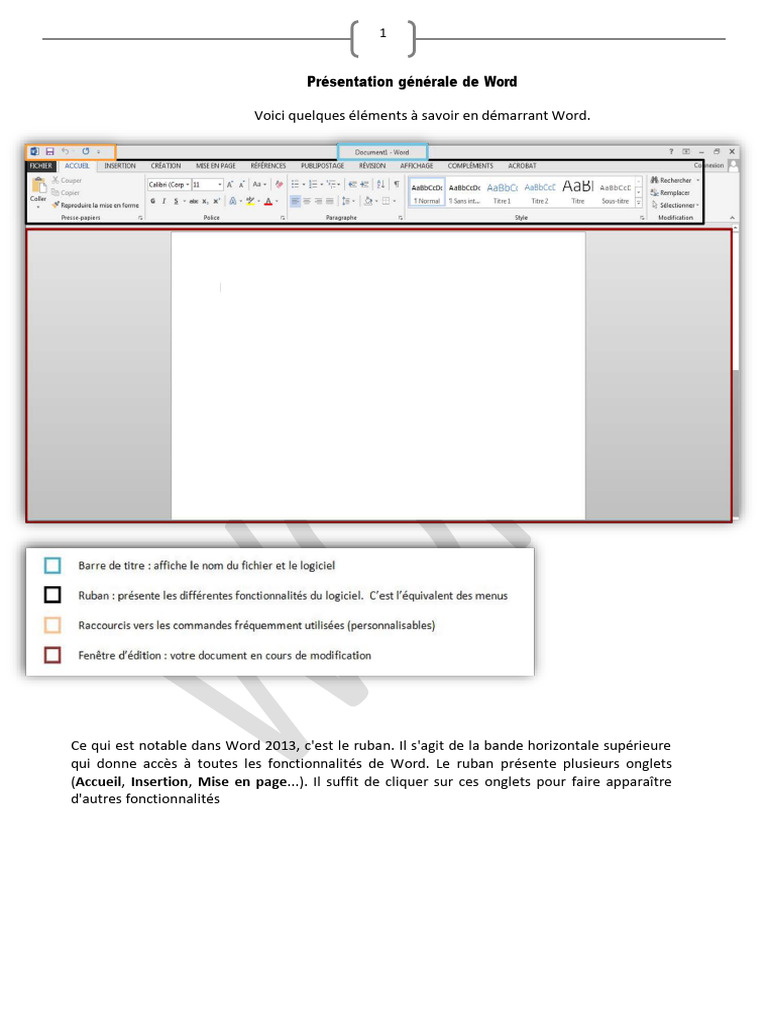 Guide d'utilisation de Word 2013 | PDF | Microsoft Word | Informatique
