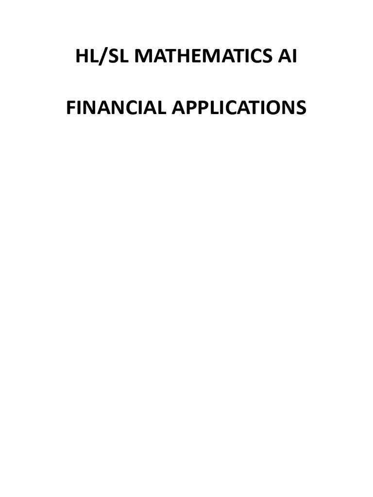 Financial Applications in HL/SL Math | PDF