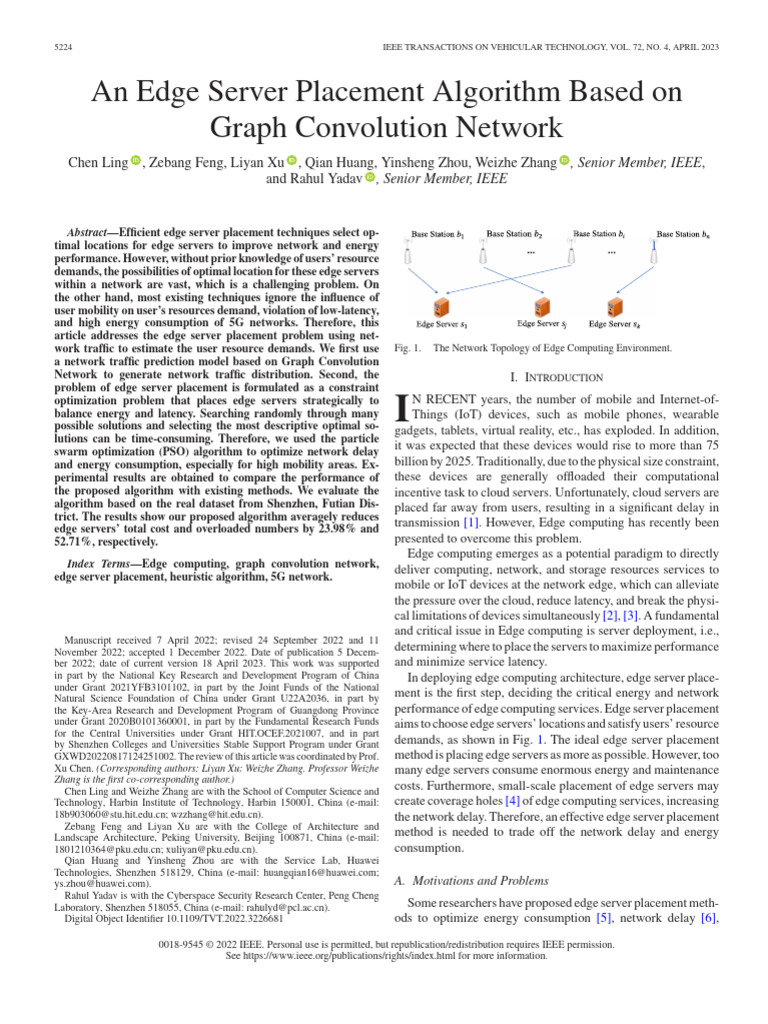 Edge Server Placement via GCN Optimization | PDF | Matrix (Mathematics ...