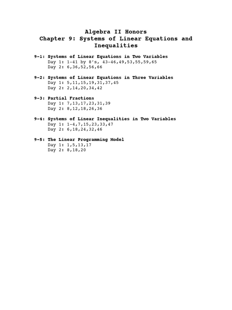 Algebra II: Linear Equations & Inequalities | PDF
