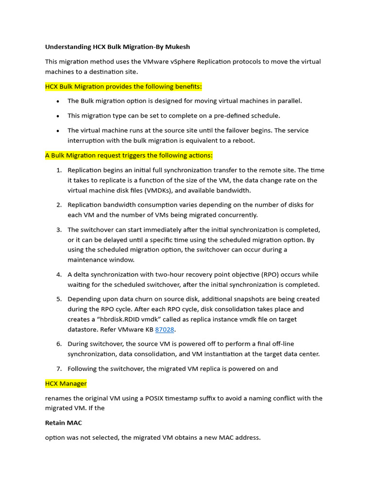 Understanding HCX Bulk Migration | PDF | Virtual Machine | Replication ...