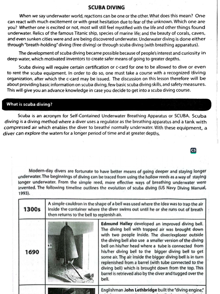 Lesson 3 Scuba Diving | PDF