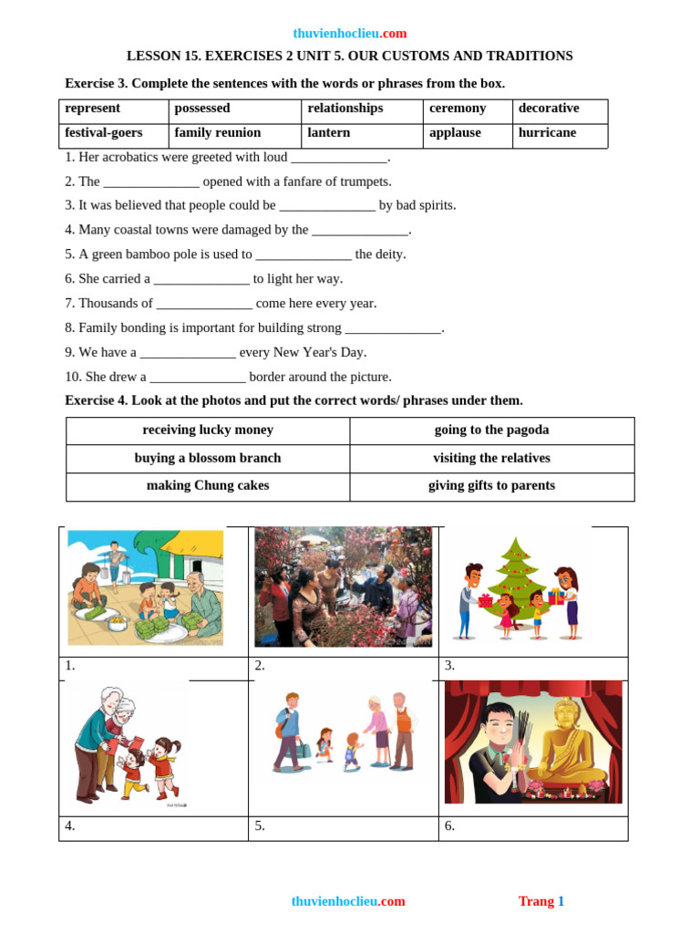 Exercises on Customs and Traditions | PDF | Gift