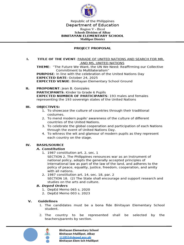 UN Day Parade & Pageant Proposal 2025 | PDF | United Nations ...