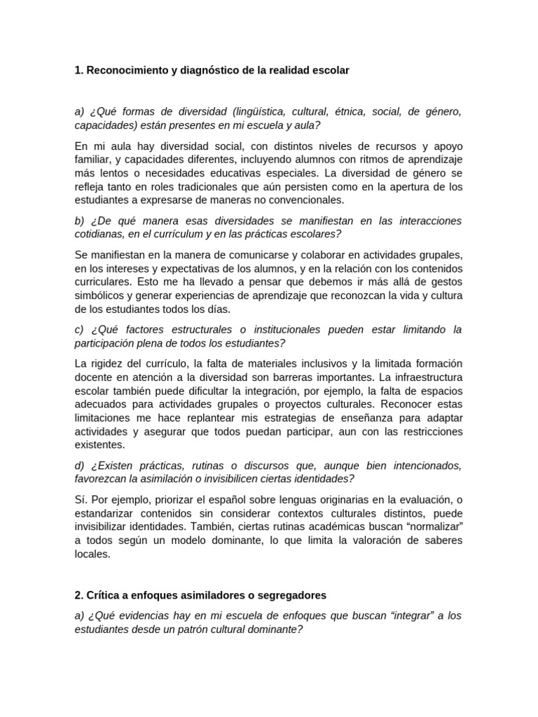Diversidad e Inclusión en la Educación Escolar | PDF | Plan de estudios ...