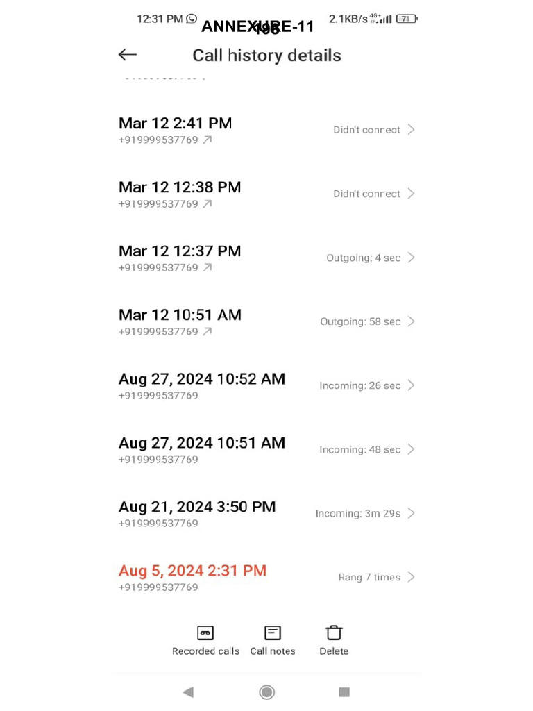 Call History and Details Log | PDF