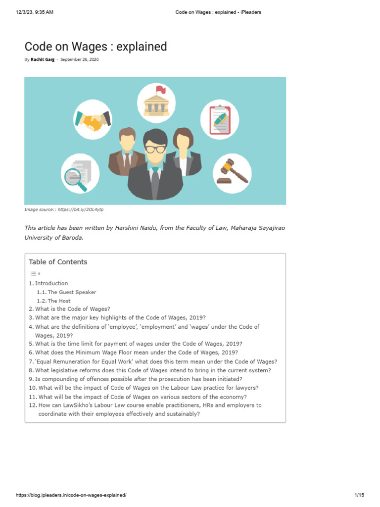 Code on Wages Overview and Key Highlights | PDF | Employment | Wage
