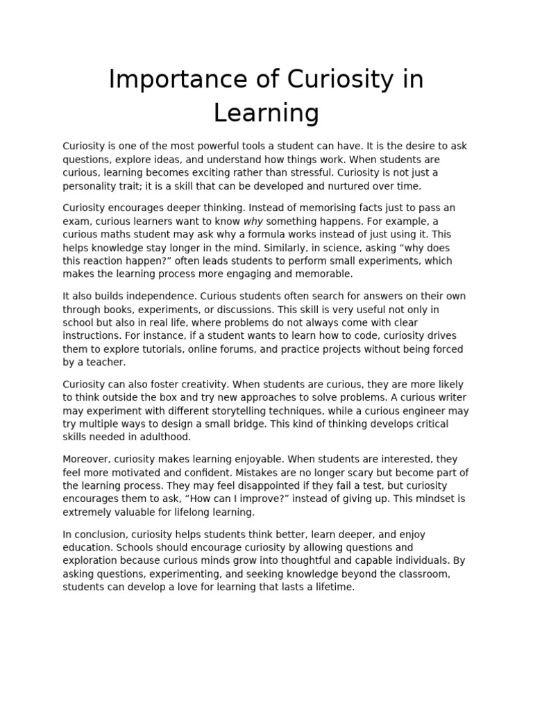 The Power of Curiosity in Learning | PDF