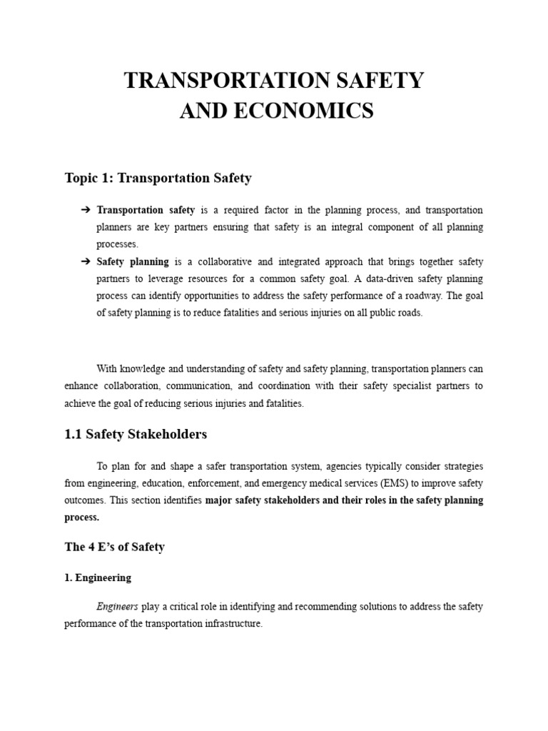 Transportation Safety and Economic Impact | PDF | Traffic Collision ...