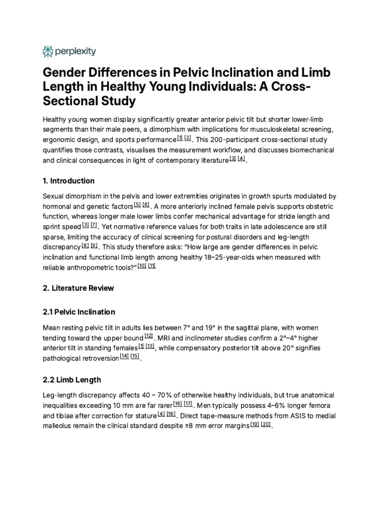 Gender Differences in Pelvic Inclination and Limb | PDF | Pelvis ...