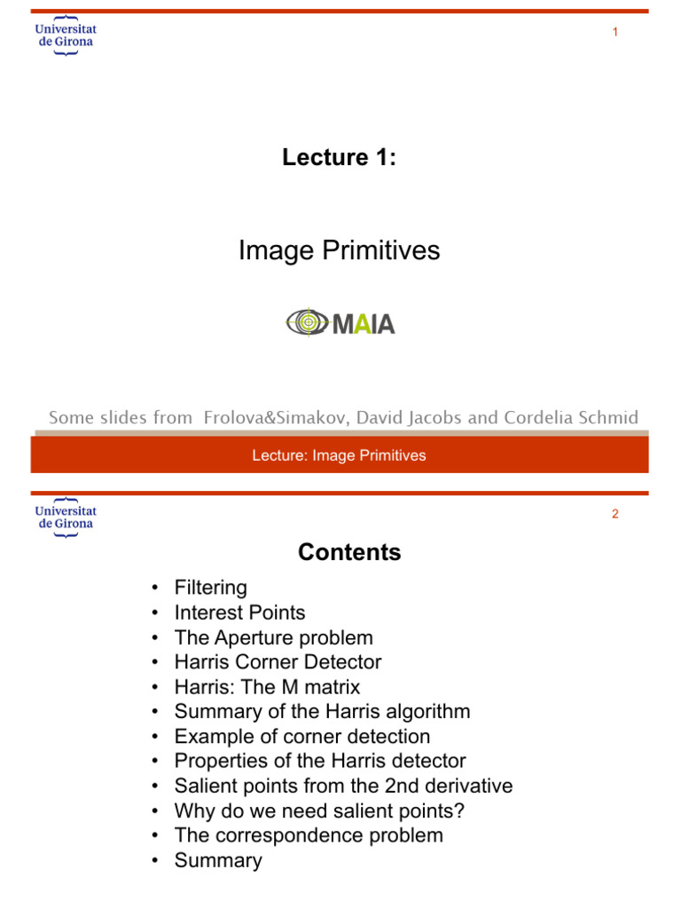 Lecture1 Image Primitives | PDF | Vision | Multidimensional Signal ...