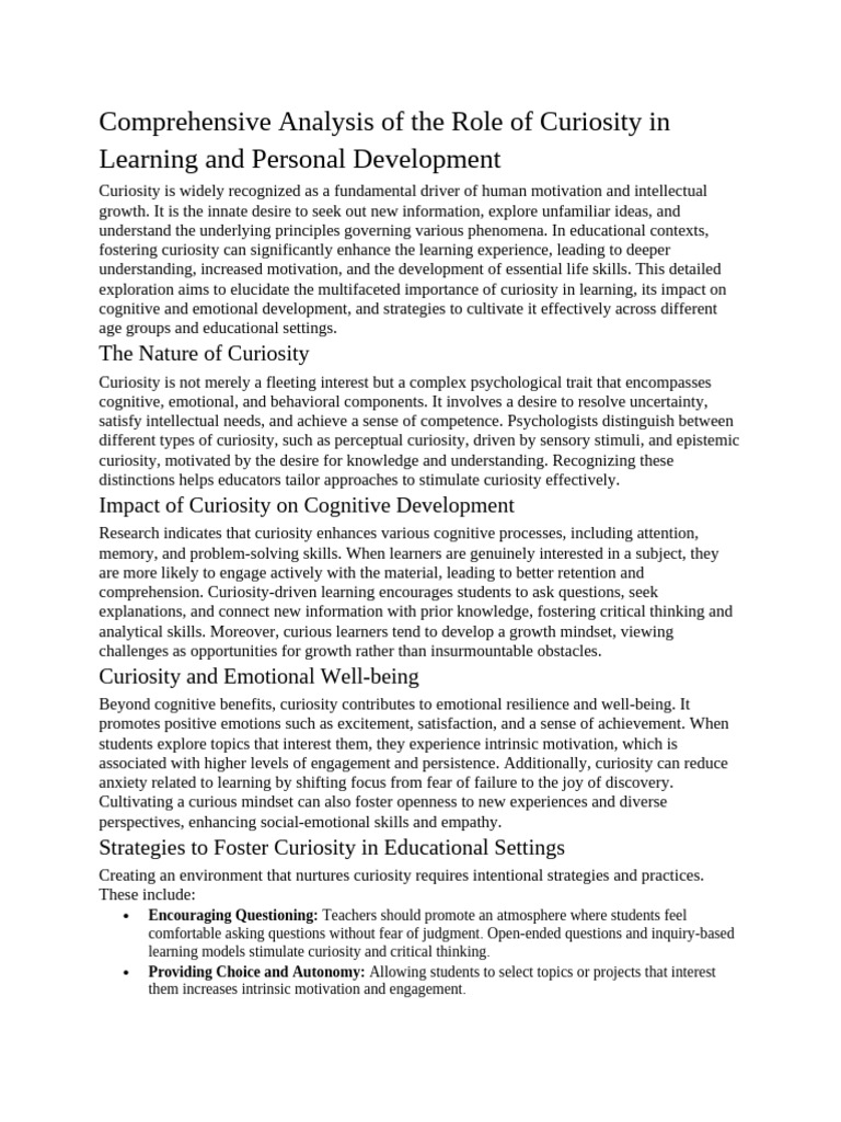 The Importance of Curiosity in Learning | PDF | Curiosity | Learning