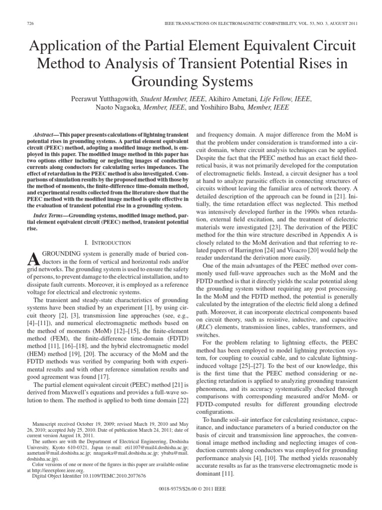 PEEC Method for Grounding System Analysis | PDF | Electrical Impedance ...