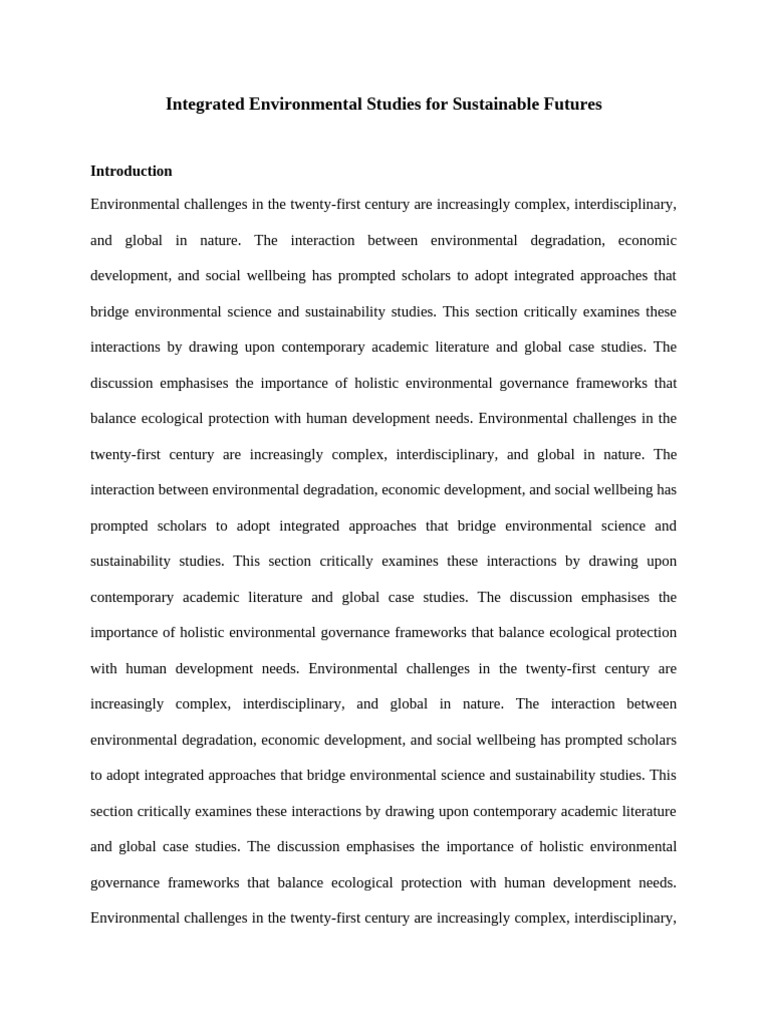 Integrated Approaches to Sustainability | PDF | Sustainability | Governance