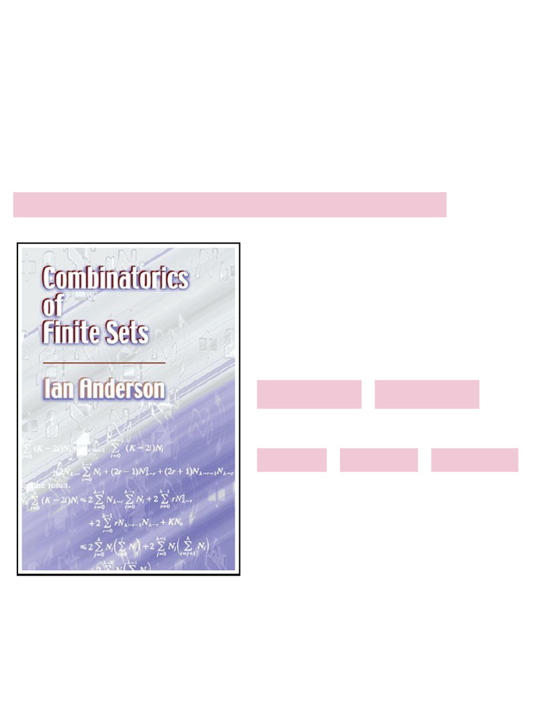 Combinatorics Of Finite Sets Dover Books On Mathematics Ian Anderson ...