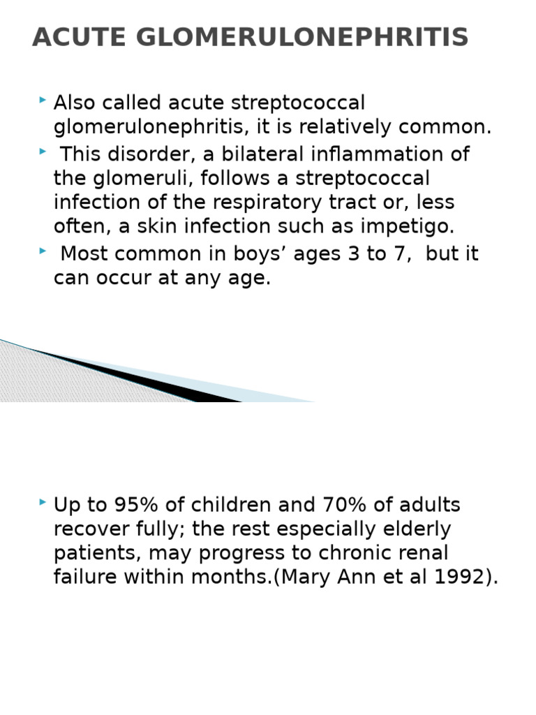Acute Glomerulonephritis Overview | PDF | Edema | Inflammation