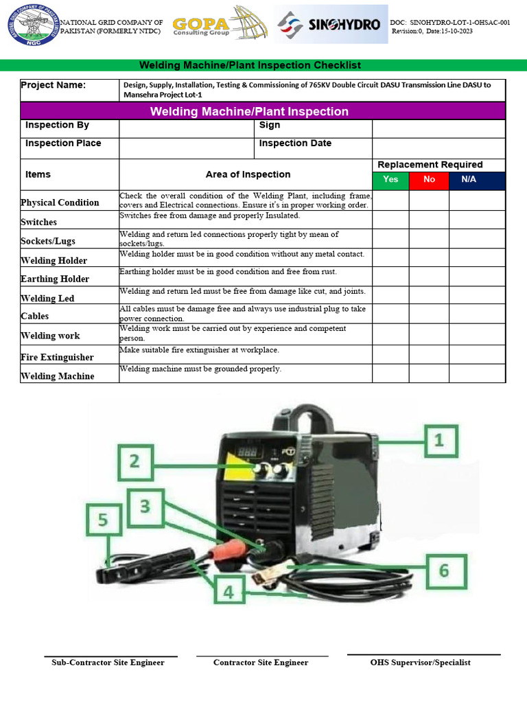 Welding Machine Inspection Checklist | PDF