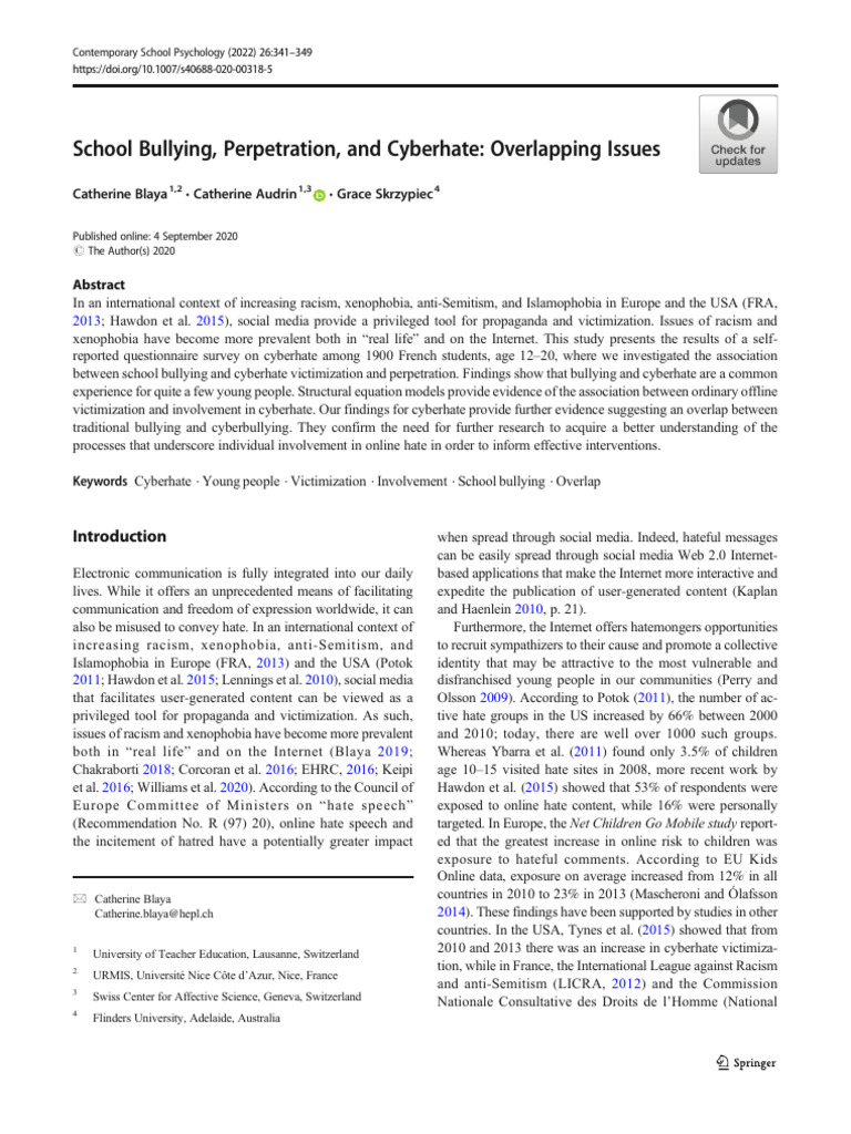 School Bullying and Cyberhate Study | PDF | Cyberbullying | Bullying