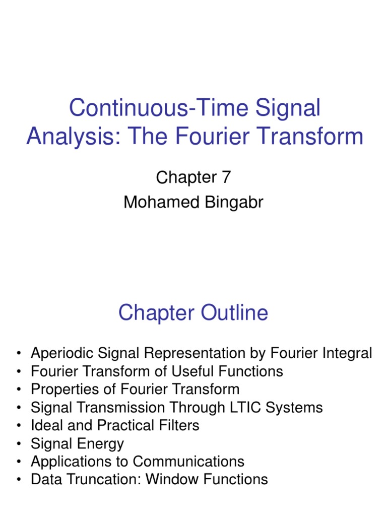 Fourier Transform in Signal Analysis | PDF | Sampling (Signal ...