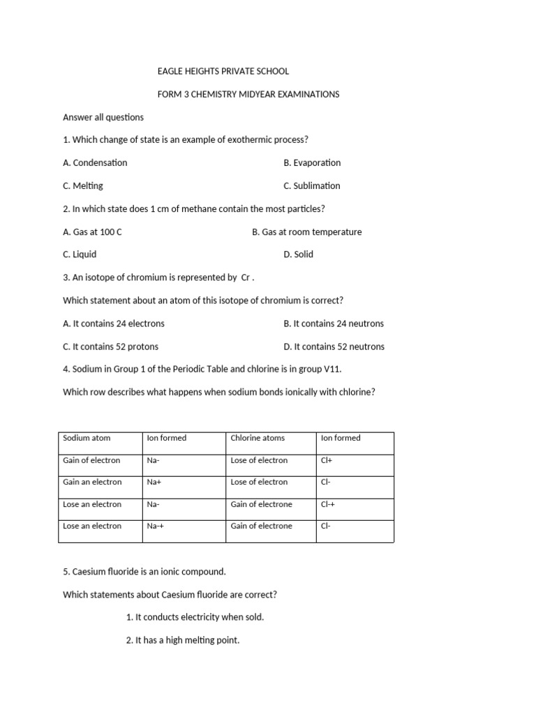 Chemistry_form_3 | PDF | Chlorine | Chemical Elements