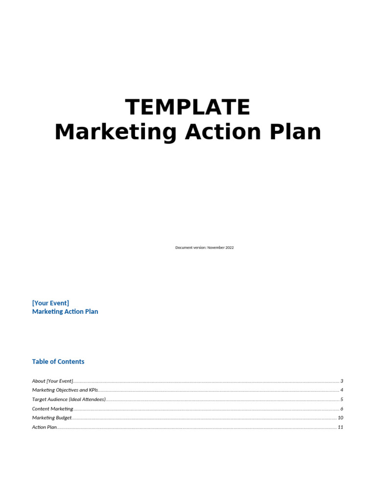 Marketing Action Plan for Your Event | PDF | Advertising | Marketing