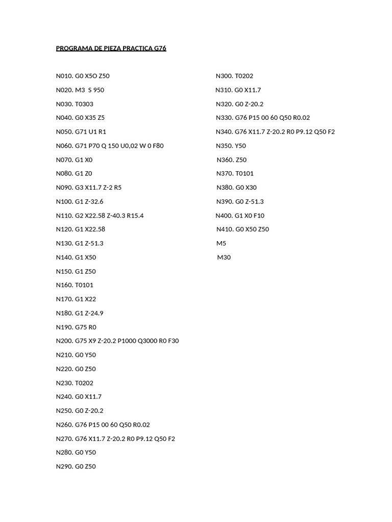 G76 Programming Example for CNC | PDF